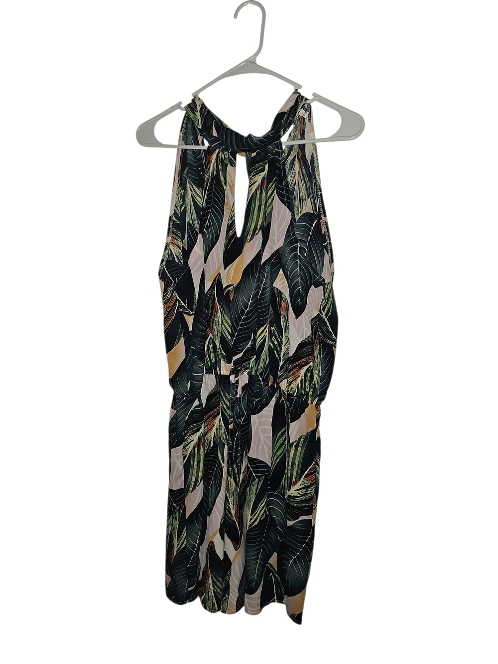 Tropical Leaf Halter Maxi Dress in Green